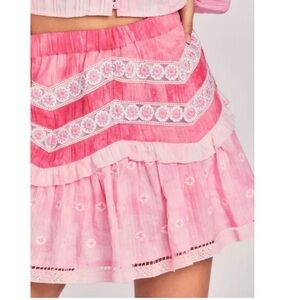 LoveShackFancy Pink Ruffled Skirt